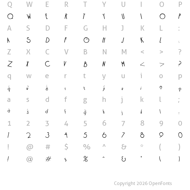 Character Map of Cocktail Bubbly Regular