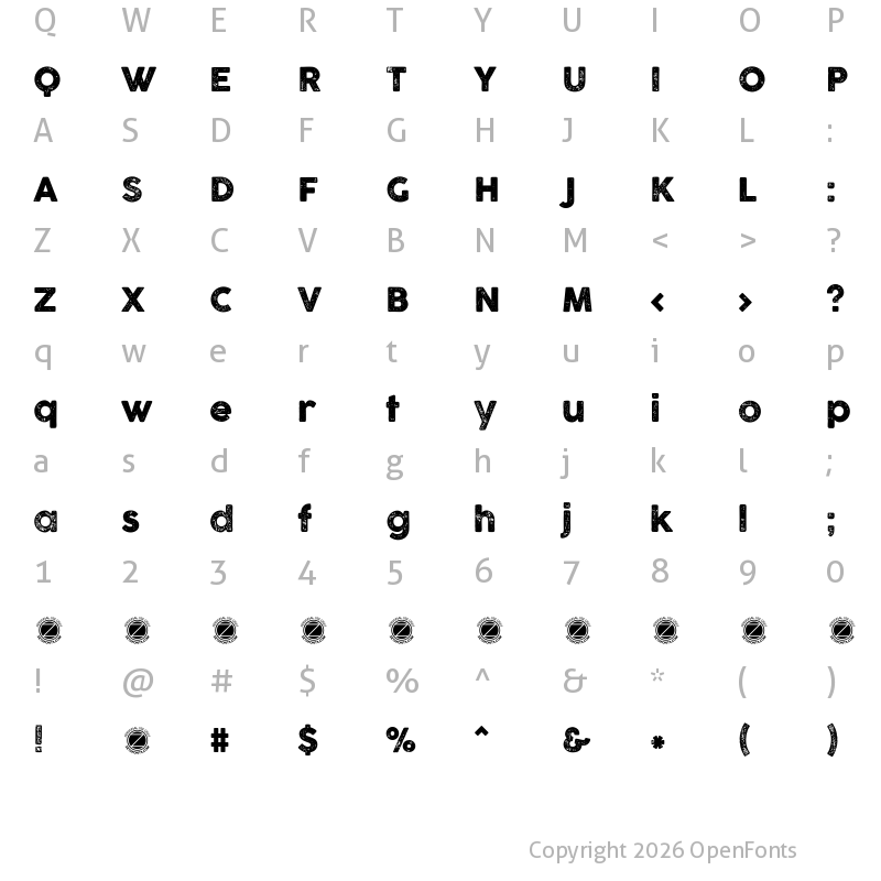 Character Map of COCOGOOSE LETTERPRESS Regular