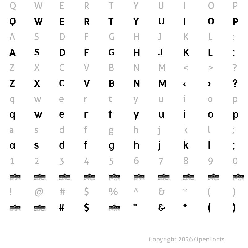 Character Map of Cocogoose Narrow Trial Semilight