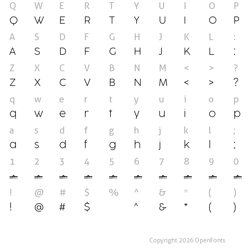 Character Map of CocogooseProTrial Ultralight