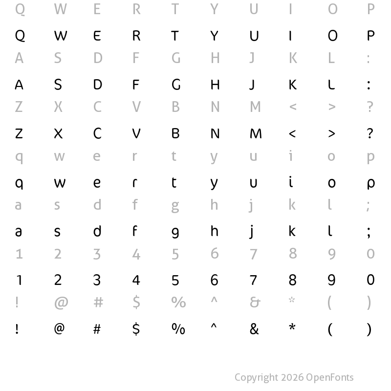 Character Map of CoconPro Light