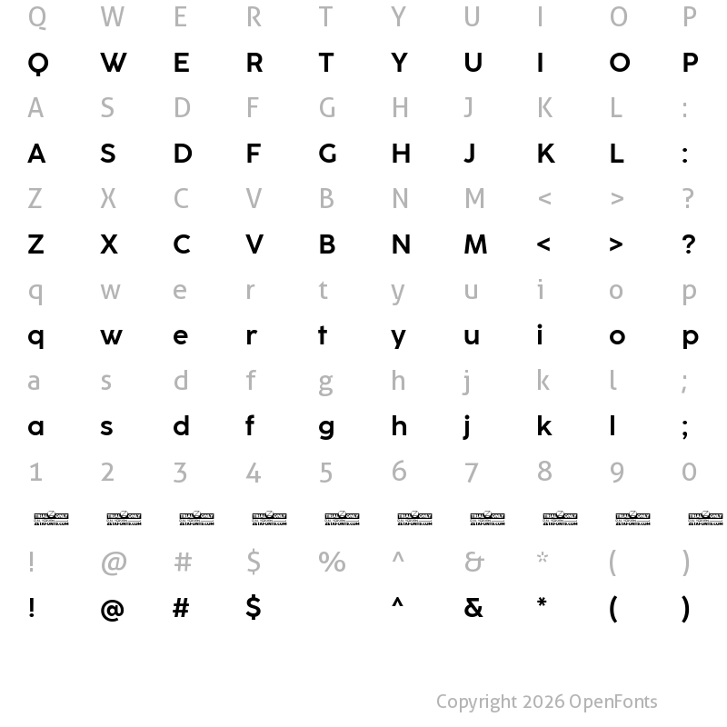 Character Map of CocoSharp Trial Bold
