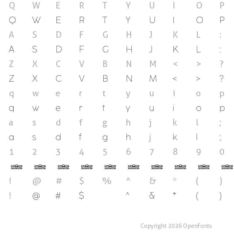 Character Map of CocoSharp Trial ExtraLight