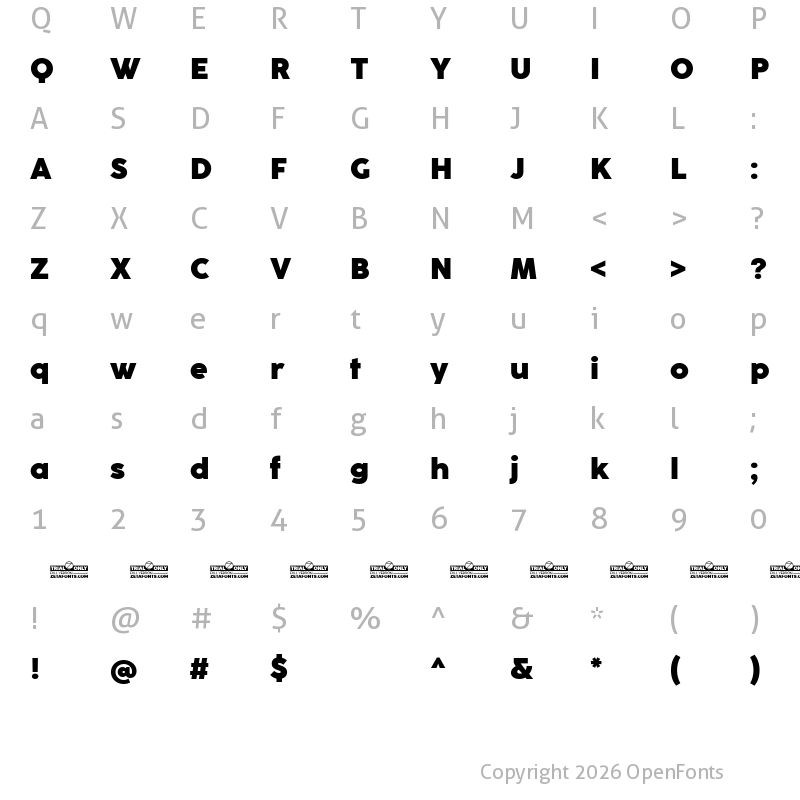 Character Map of CocoSharp Trial Heavy