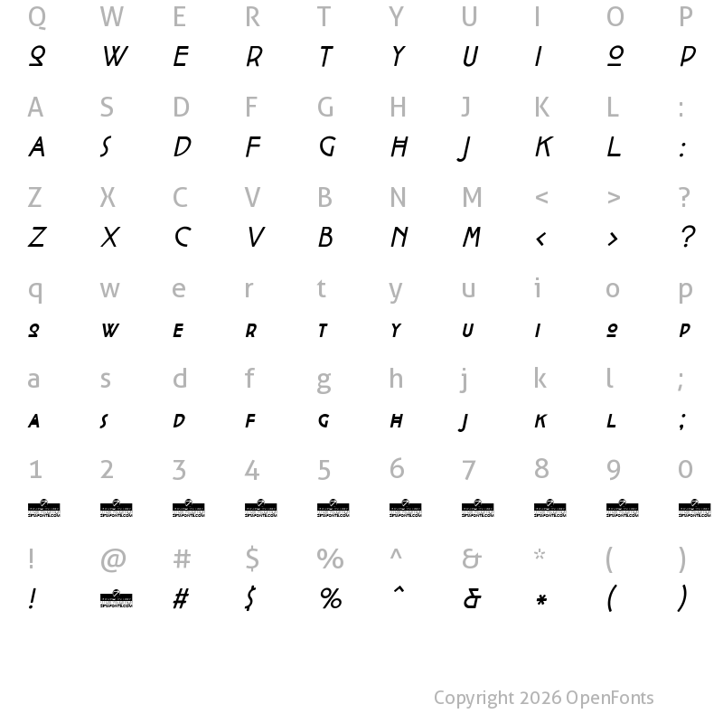 Character Map of Cocotte Italic