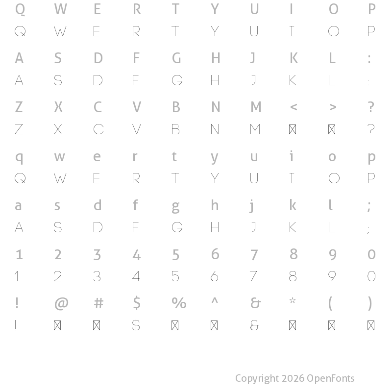 Character Map of Code Light Regular