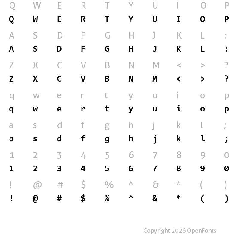 Character Map of Code New Roman Bold