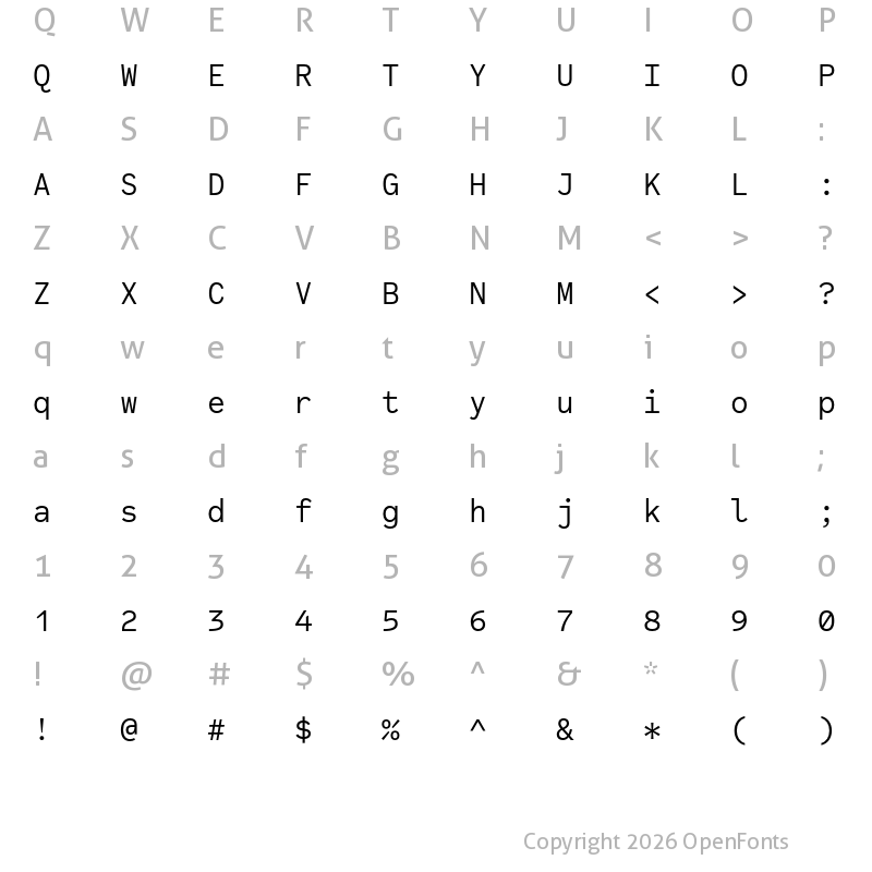 Character Map of Code Saver Regular