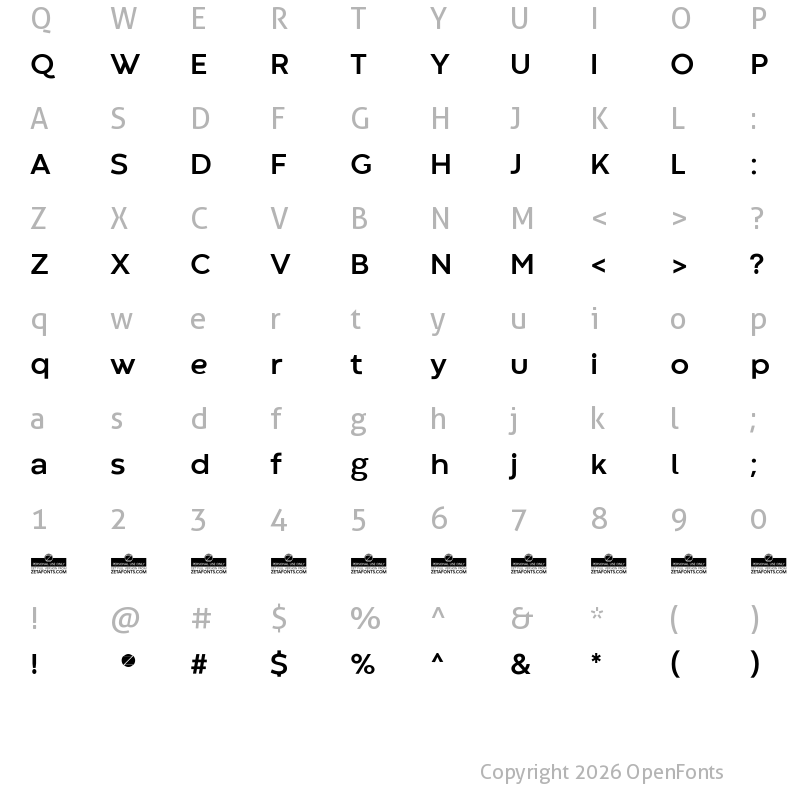 Character Map of Codec Warm Trial Bold
