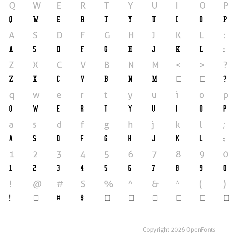 Character Map of College Condensed Regular