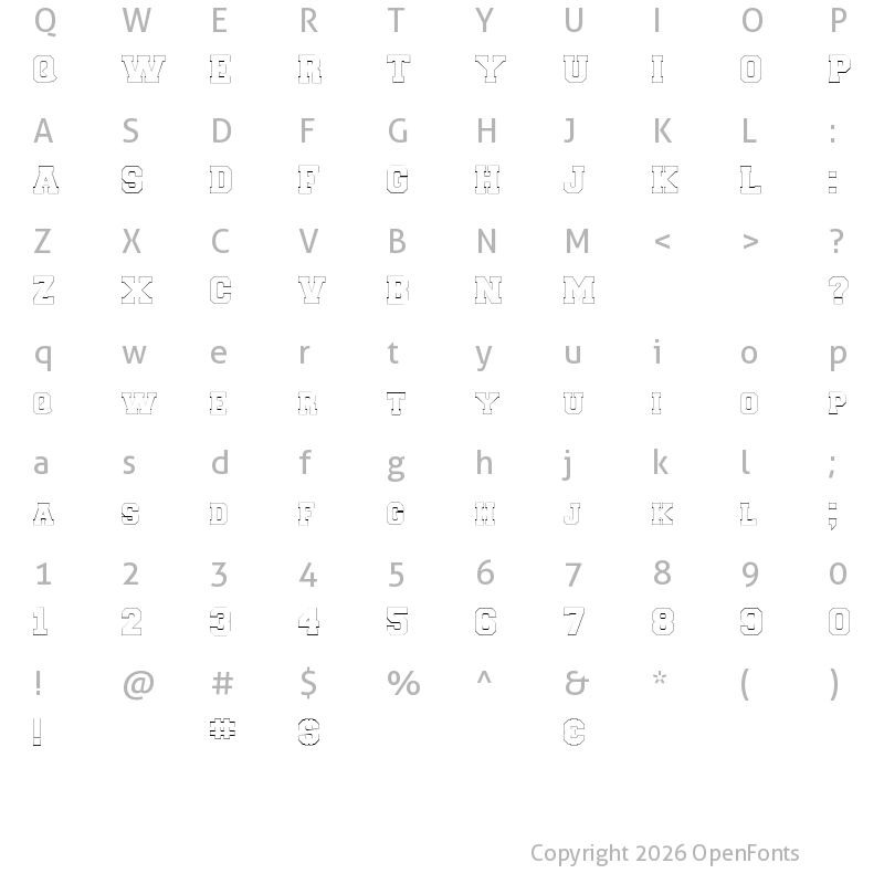 Character Map of CollegiateBorderFLF Regular