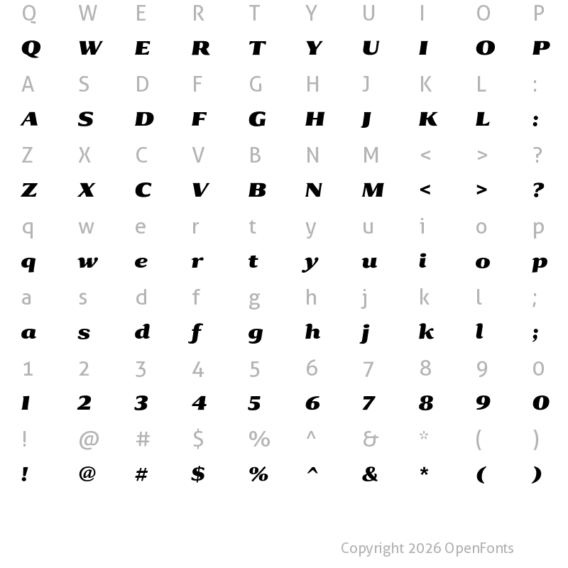 Character Map of Collier Black Italic