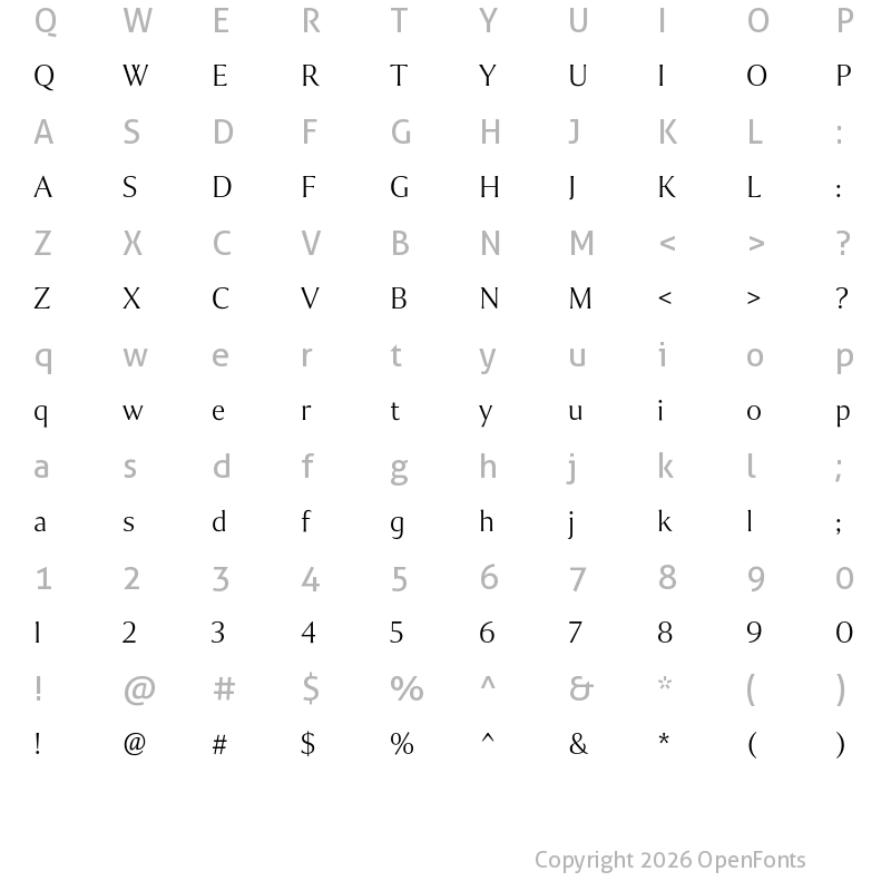 Character Map of Collier Thin