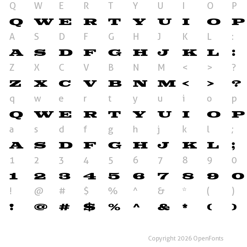 Character Map of Colt Soft Black