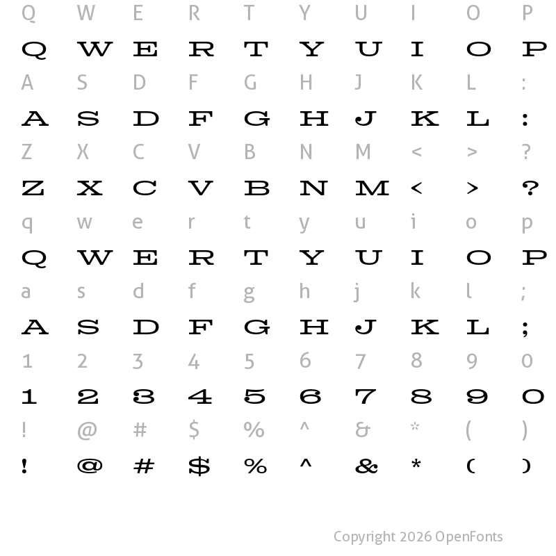 Character Map of Colt Soft Light