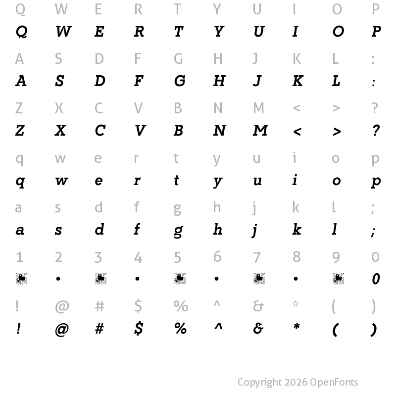 Character Map of Coltan Gea Bold Italic