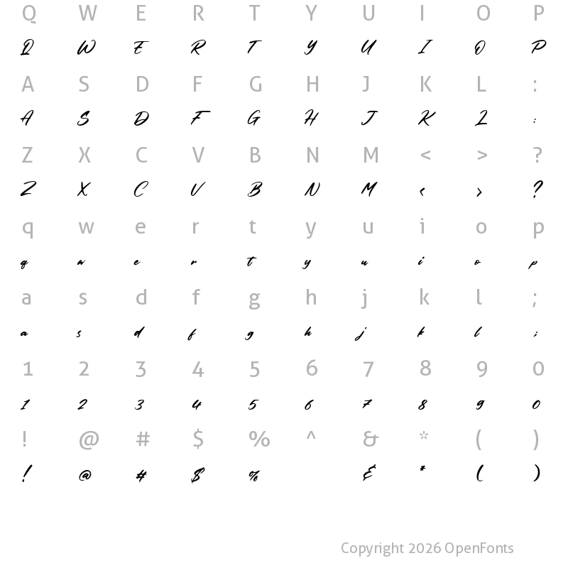 Character Map of Columbian Regular