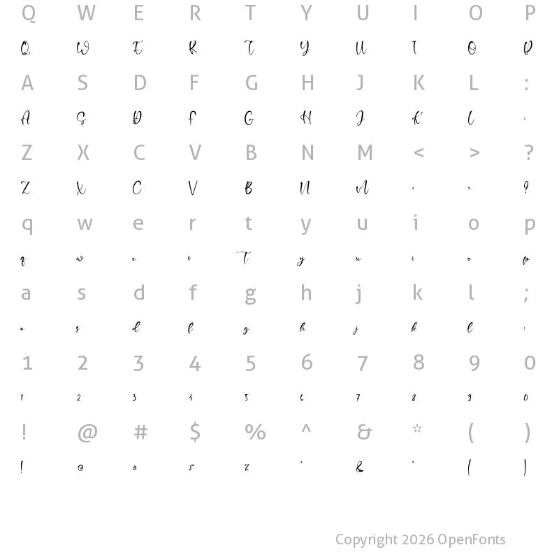 Character Map of Columbine Regular