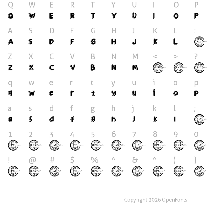 Character Map of Comedy Sketch Demo Regular