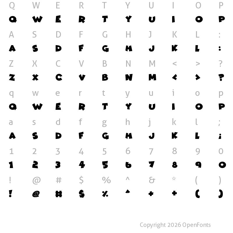 Character Map of Comic Kings Regular