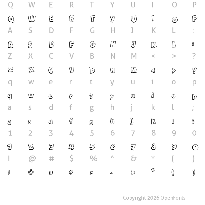 Character Map of Comica BD Regular