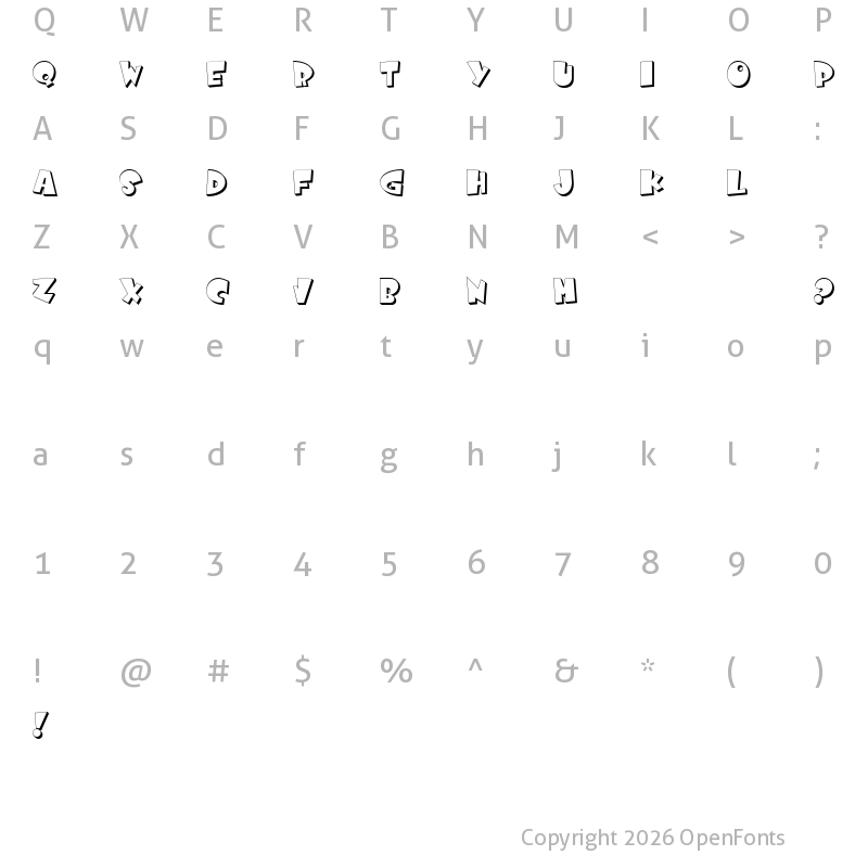 Character Map of Comicartoon 3D Extrude
