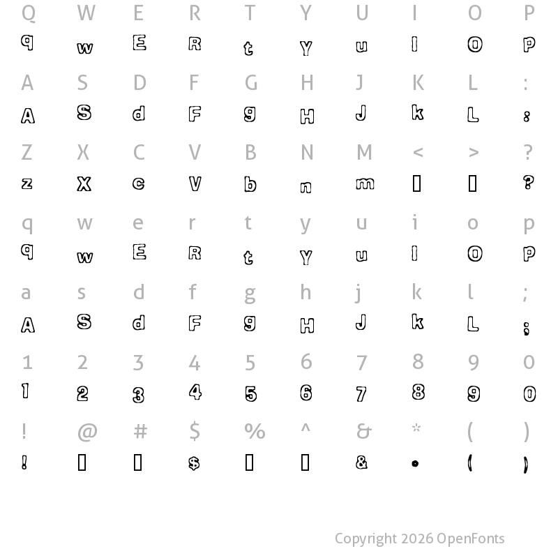 Character Map of Comicate Regular