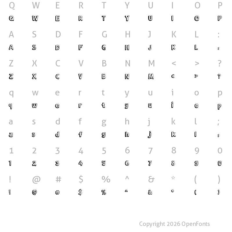 Character Map of Comication Regular