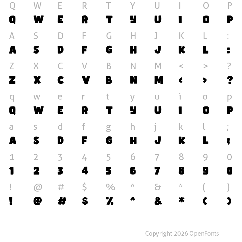 Character Map of Comicy Regular