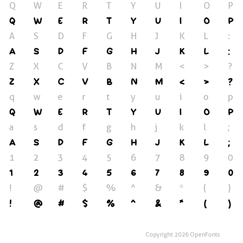 Character Map of COMIKAN Regular
