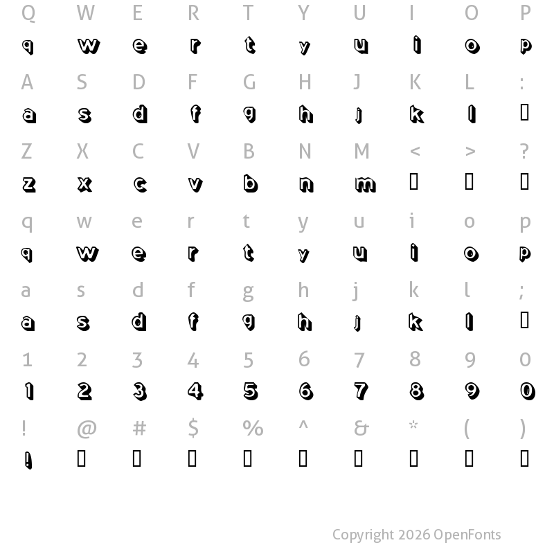 Character Map of Coming Soon Regular