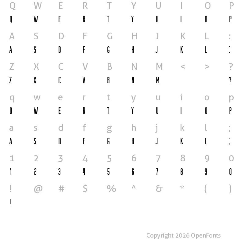 Character Map of Comma Condensed