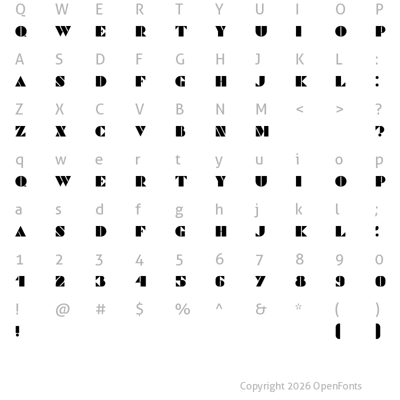 Character Map of Commanders Regular