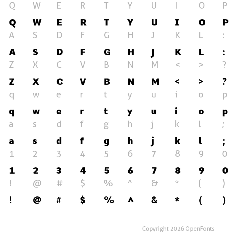 Character Map of Comme Heavy