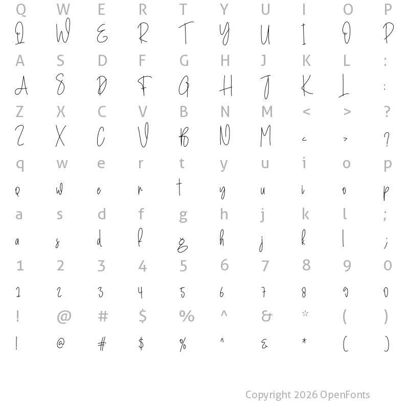 Character Map of Commingsoon Regular