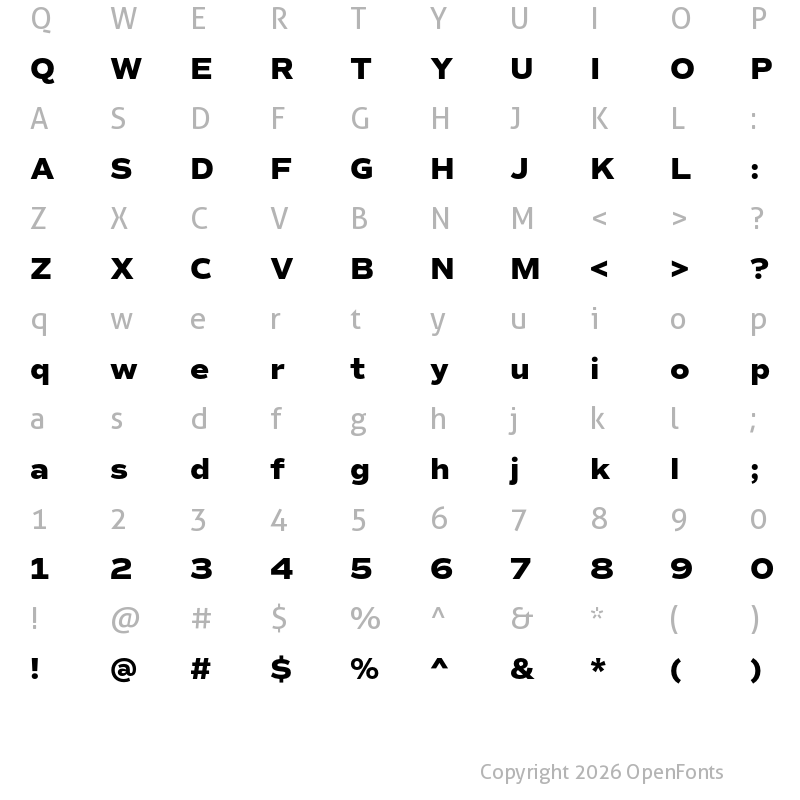 Character Map of Commuters Sans ExtraBold