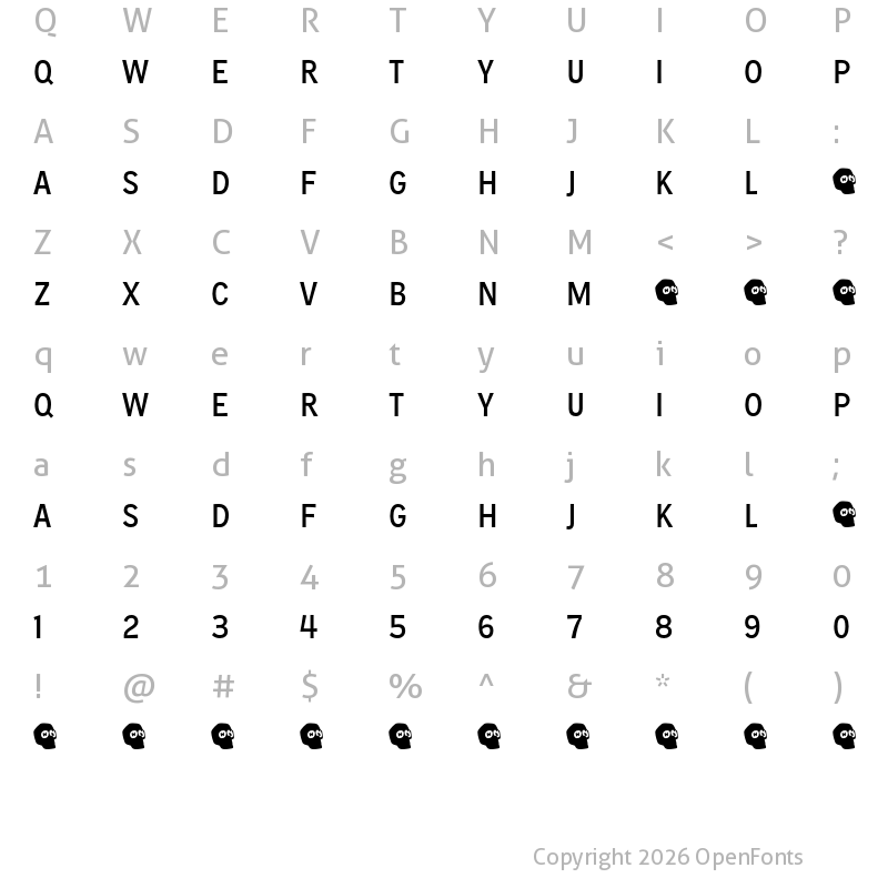 Character Map of Compadre Demo Narrow