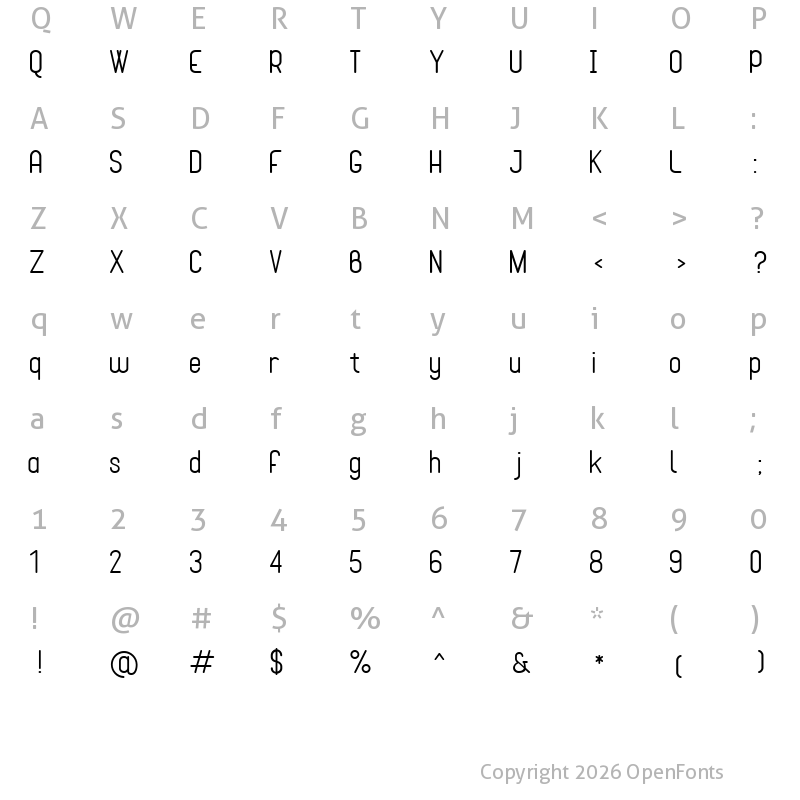 Character Map of Cona Regular