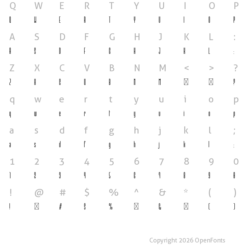 Character Map of Conde Sans Regular