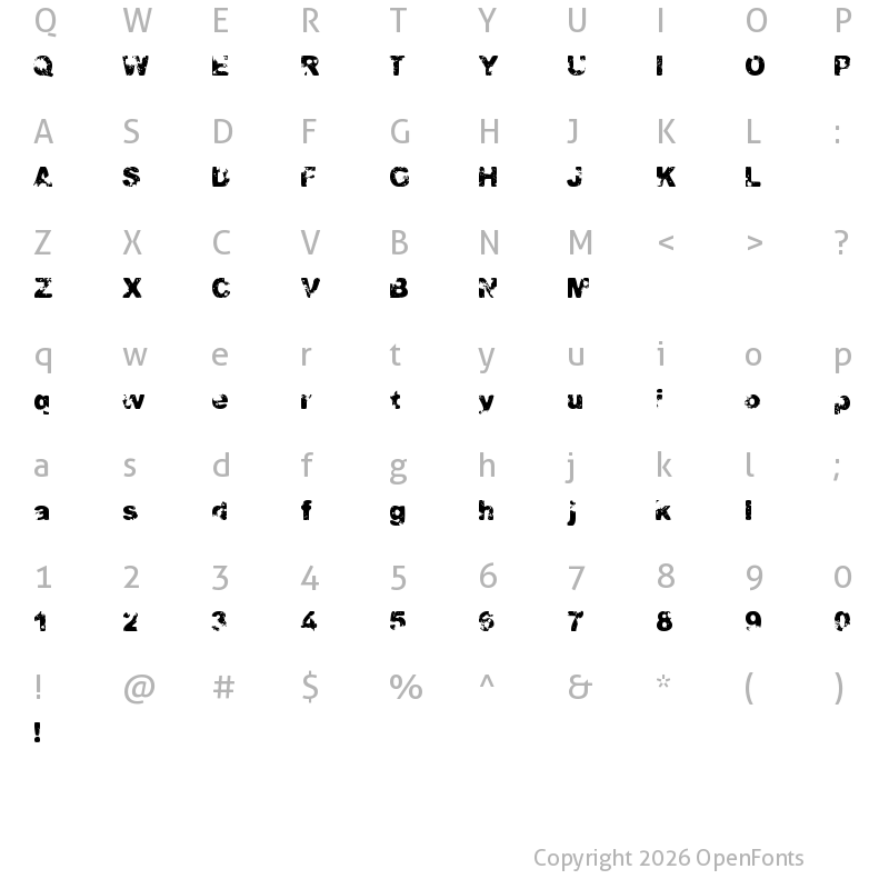 Character Map of CONDEMNATION Regular