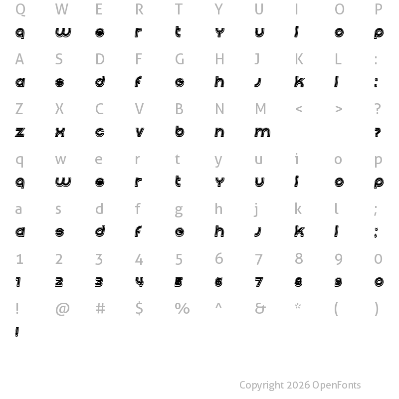 Character Map of Condition 3d Filled Italic