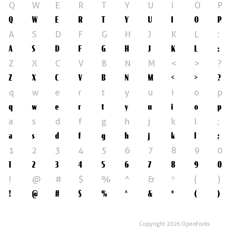 Character Map of CondorComp Black