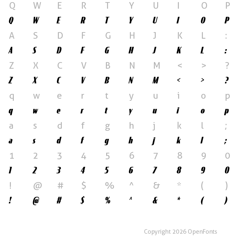 Character Map of CondorComp Black Italic