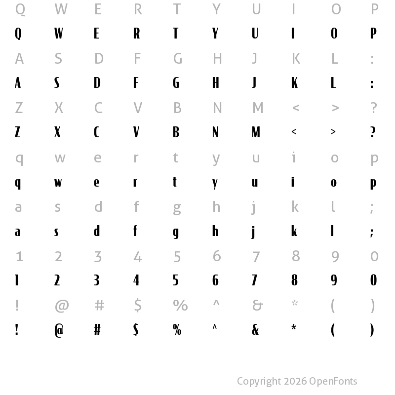Character Map of CondorComp Bold