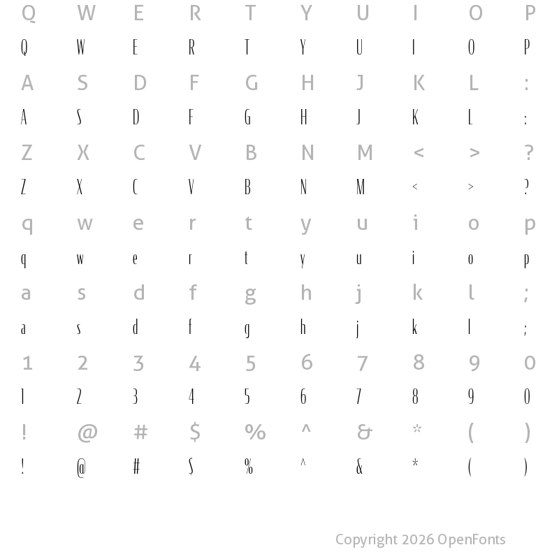 Character Map of CondorComp ExtraLight