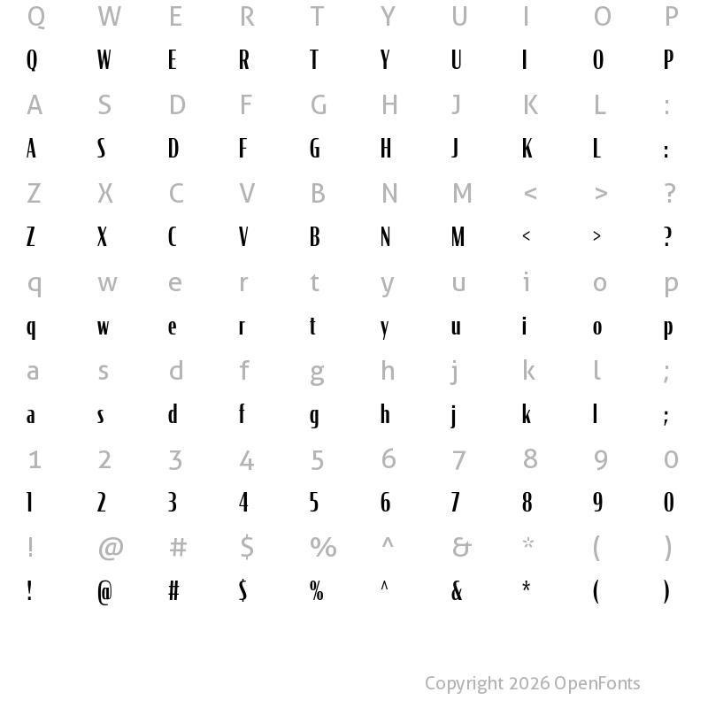 Character Map of CondorComp Medium