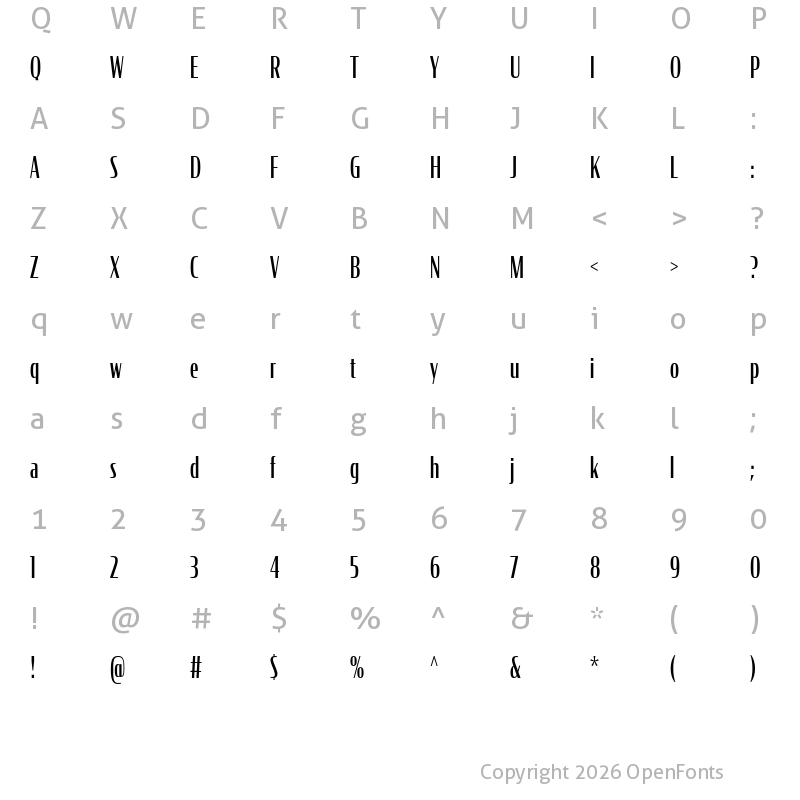 Character Map of CondorComp Regular