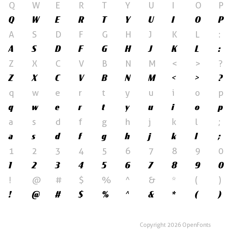 Character Map of CondorCond Black Italic