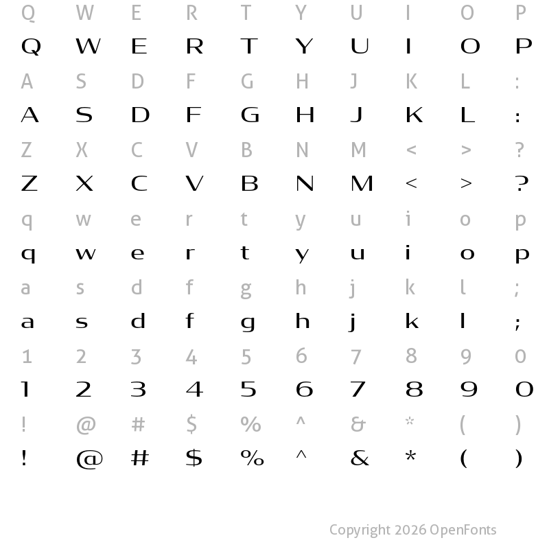 Character Map of CondorWide Regular