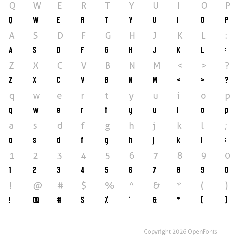 Character Map of Confidel Regular